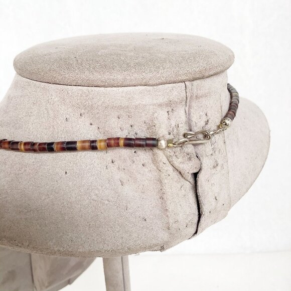 Sterling Silver Turquoise Heishi Beads Necklace Genuine Gemstones Nugget Pendant - Picture 4 of 5